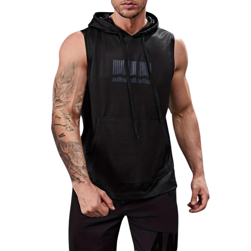 Graphic Drawstring Hooded Sweat Activated Sports Top