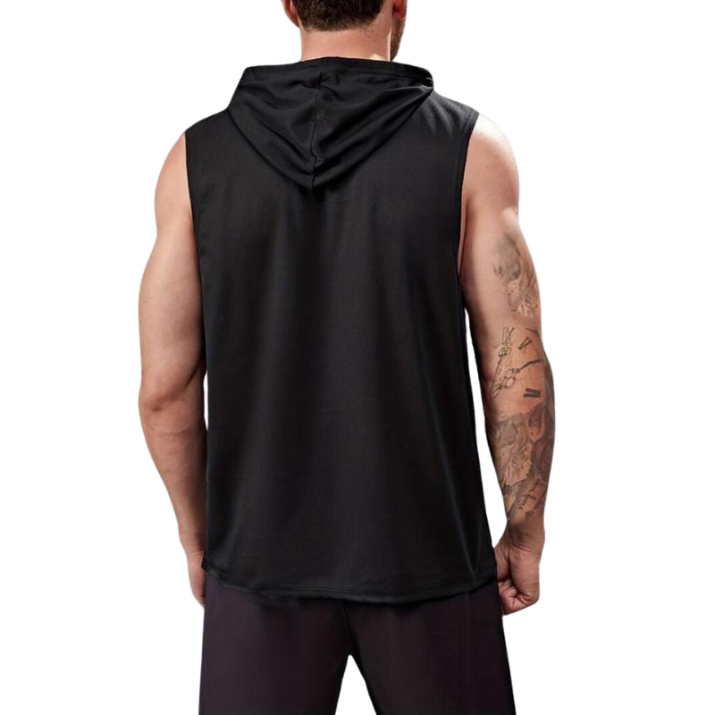 Graphic Drawstring Hooded Sweat Activated Sports Top