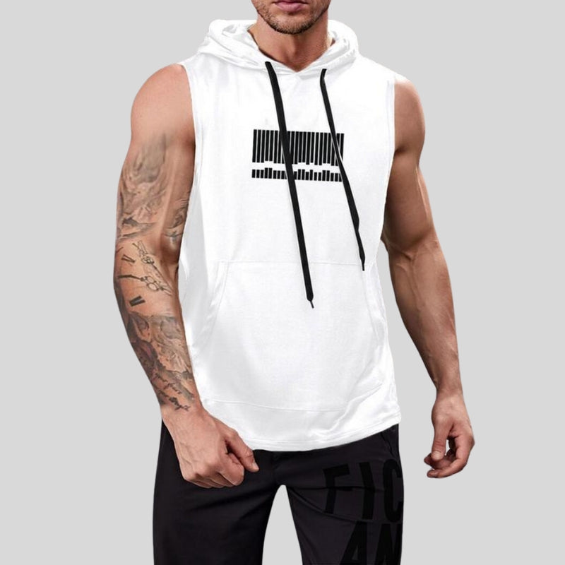 Graphic Drawstring Hooded Sweat Activated Sports Top